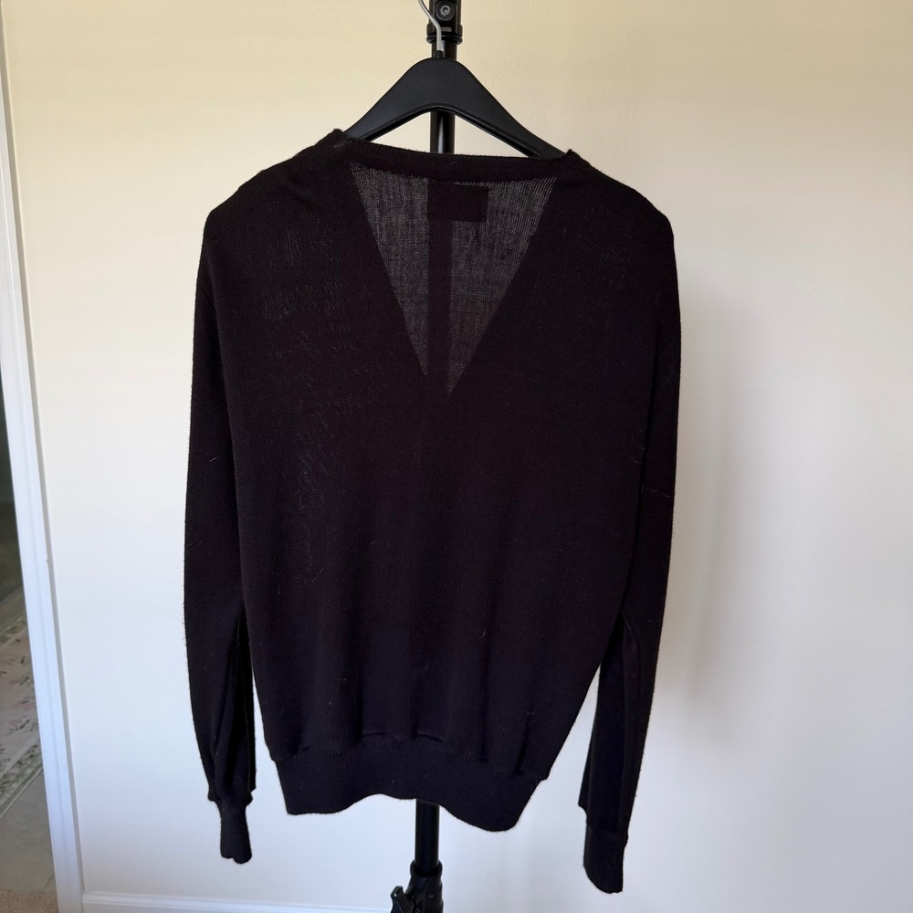 70's Campus Vintage Black V-Neck Button Front Cardigan Sweater Made in USA M/L - Picture 3 of 7